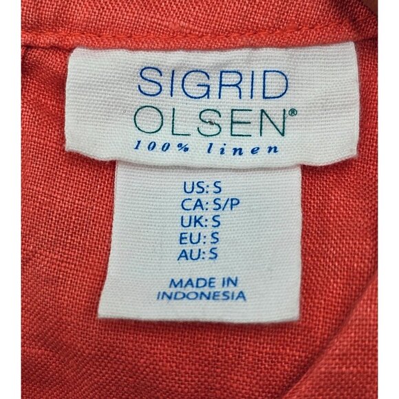Women's - Sigrid Olsen Orange Linen Sleeveless Dress, Size Small - Picture 6 of 9